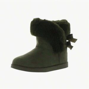 Juicy Couture Green Fur-Lined Ankle Boots with Bows Size 6